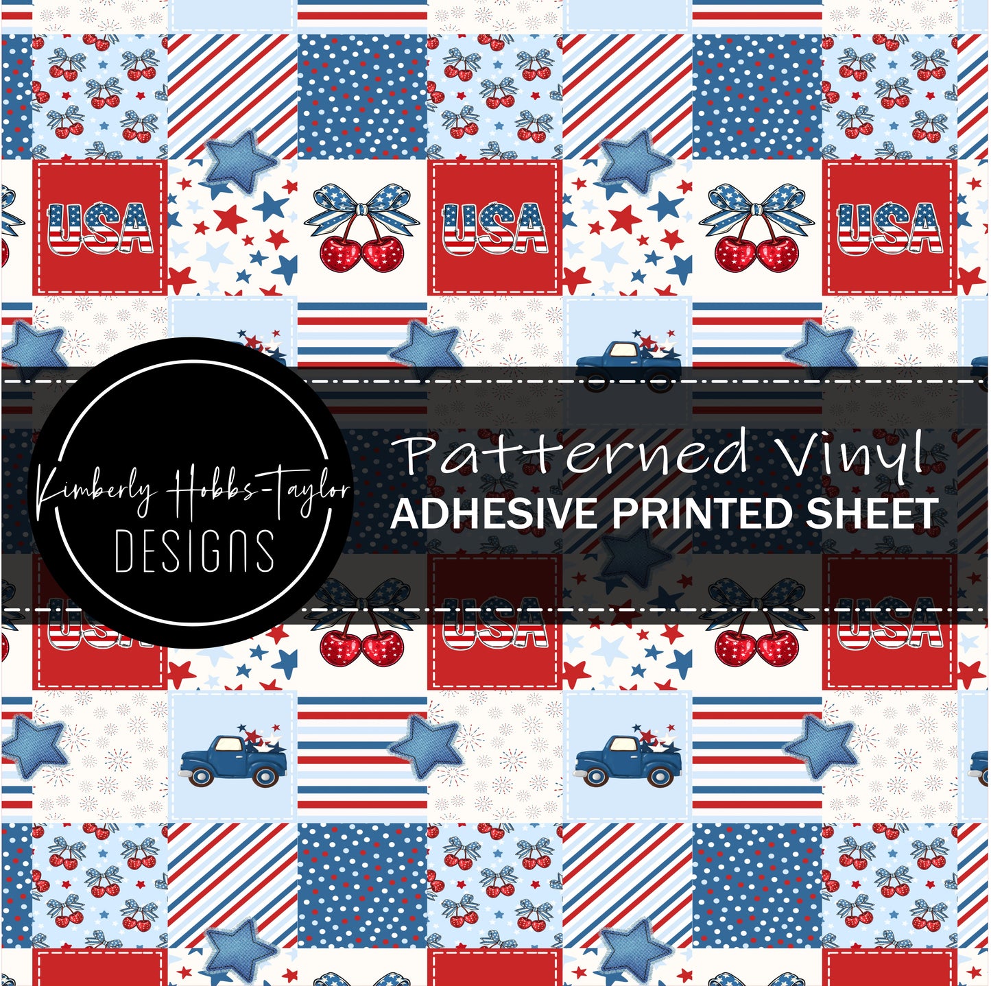 Patriotic Patchwork Cherries vinyl