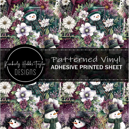 Purple Floral Snowmen vinyl