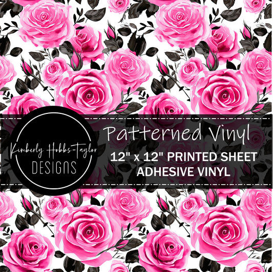 Pink Black Watercolor Floral A vinyl