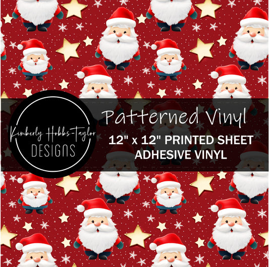 Santa and Stars - Red Background vinyl