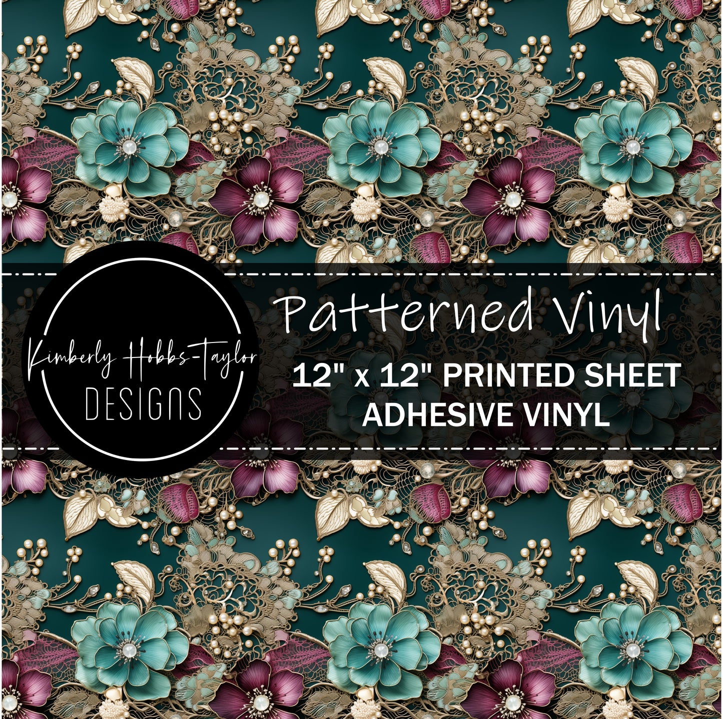 Teal Florals and Lace C vinyl