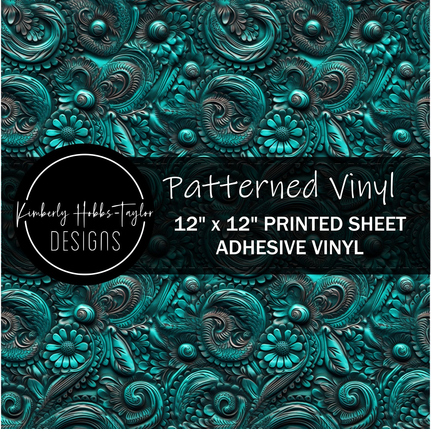Tooled Leather - Teal vinyl