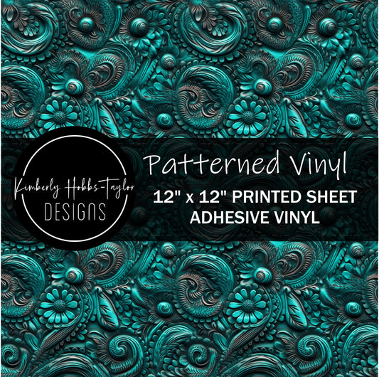 Tooled Leather - Teal vinyl