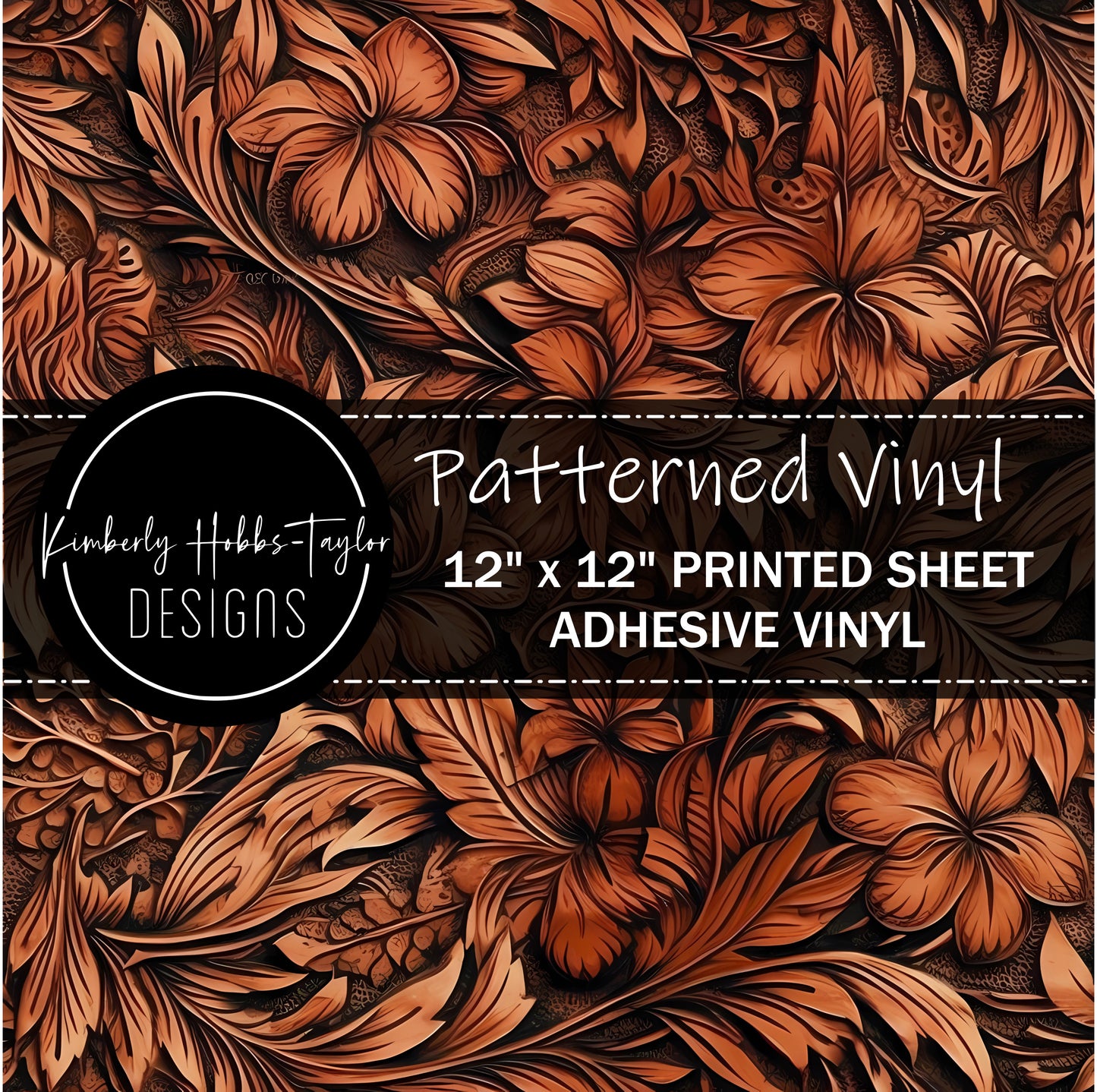 Tooled Leather Brown and Light Brown vinyl
