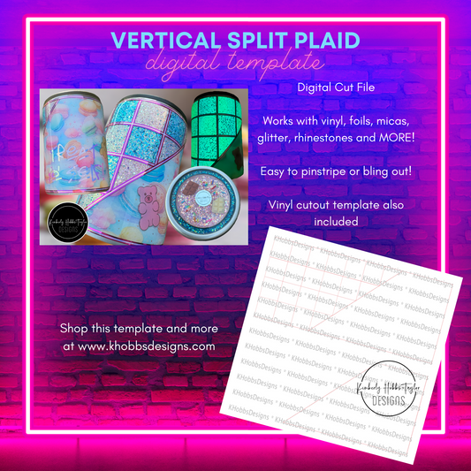 Vertical Split Plaid Template for Tipsy Magnolia Can Kewlzie - Digital Cut File Only