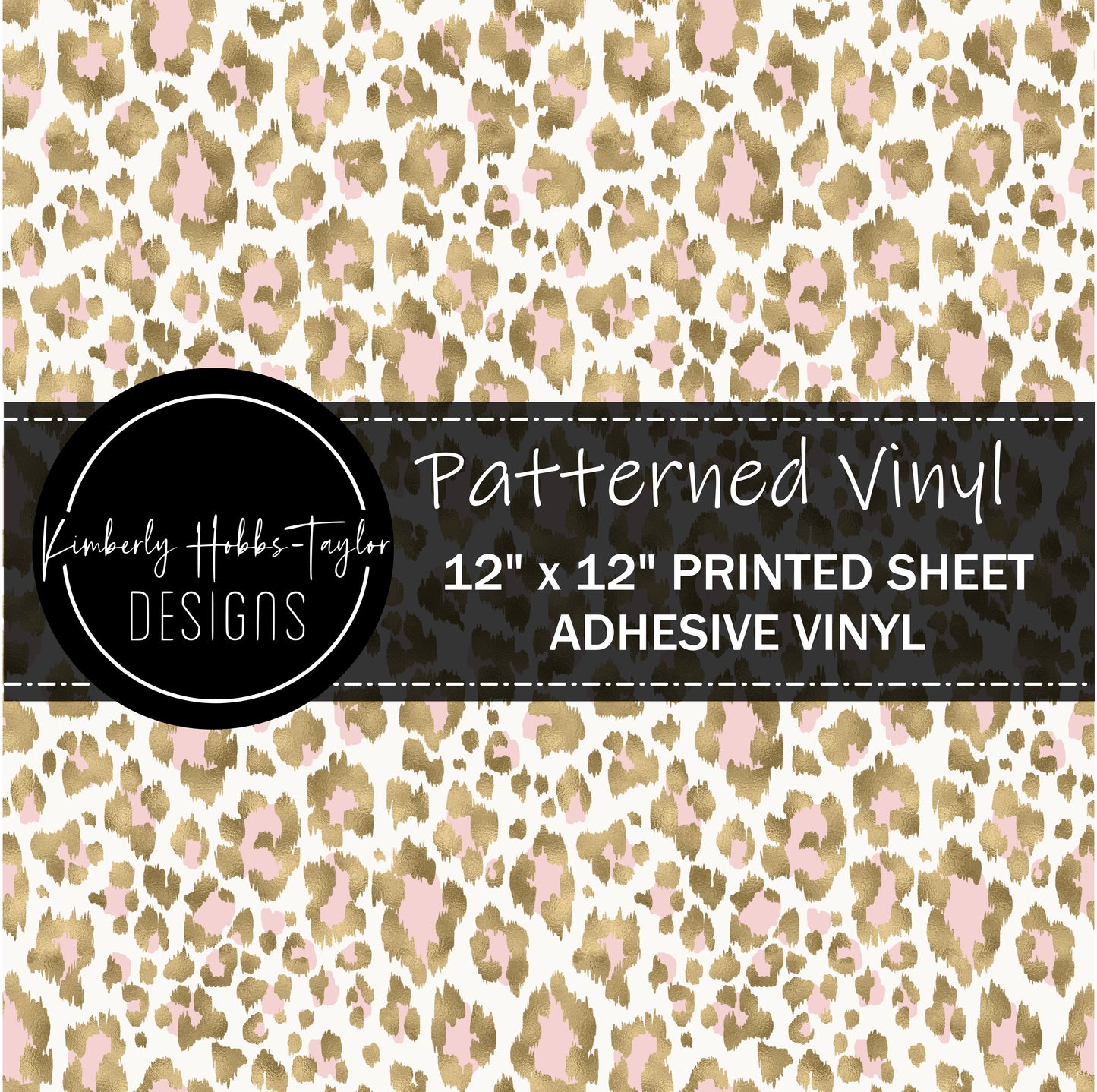 White Pink and Gold Leopard vinyl