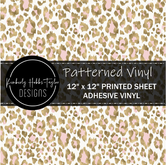 White Pink and Gold Leopard vinyl