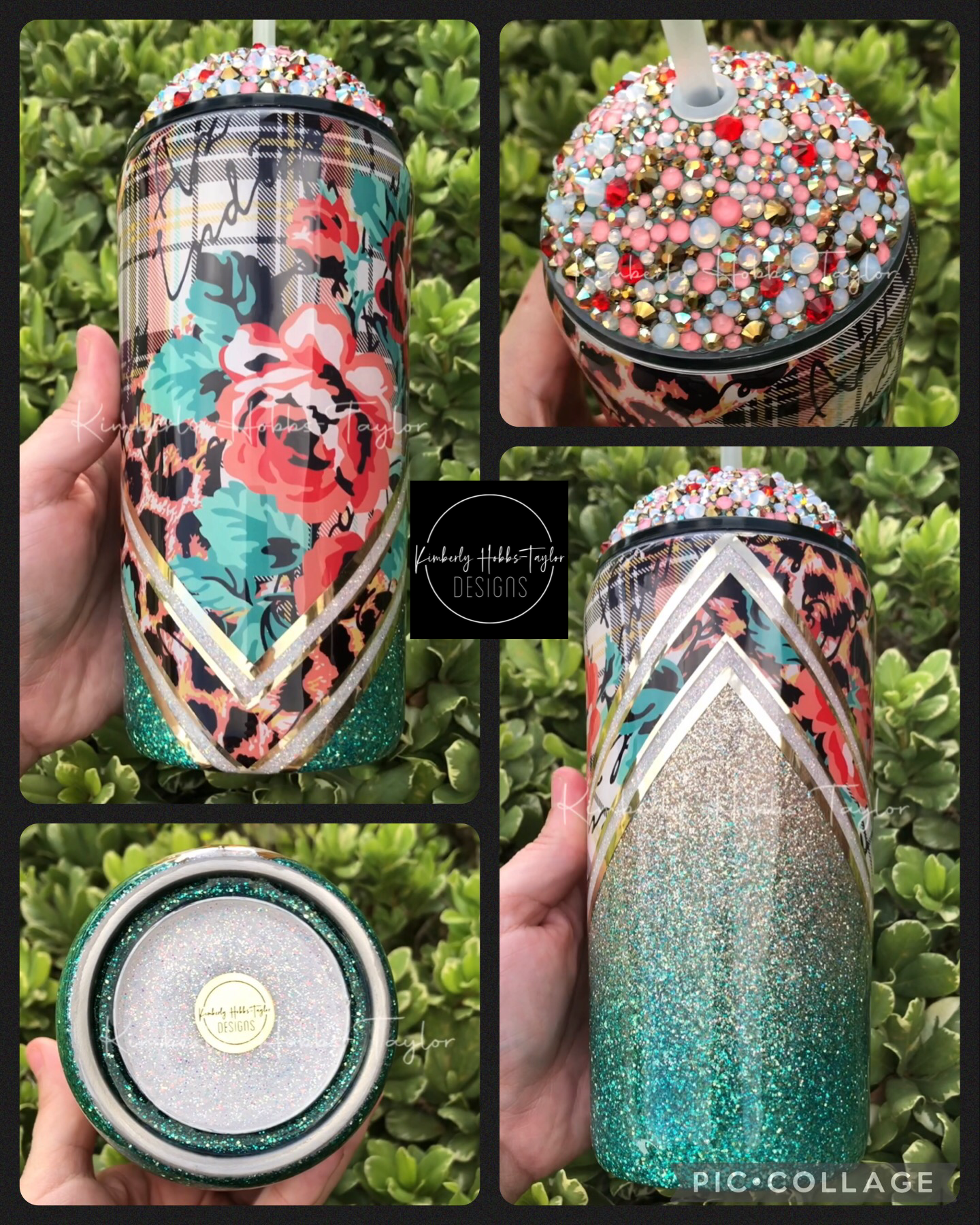Floral Leopard Ombré tumbler - 22oz