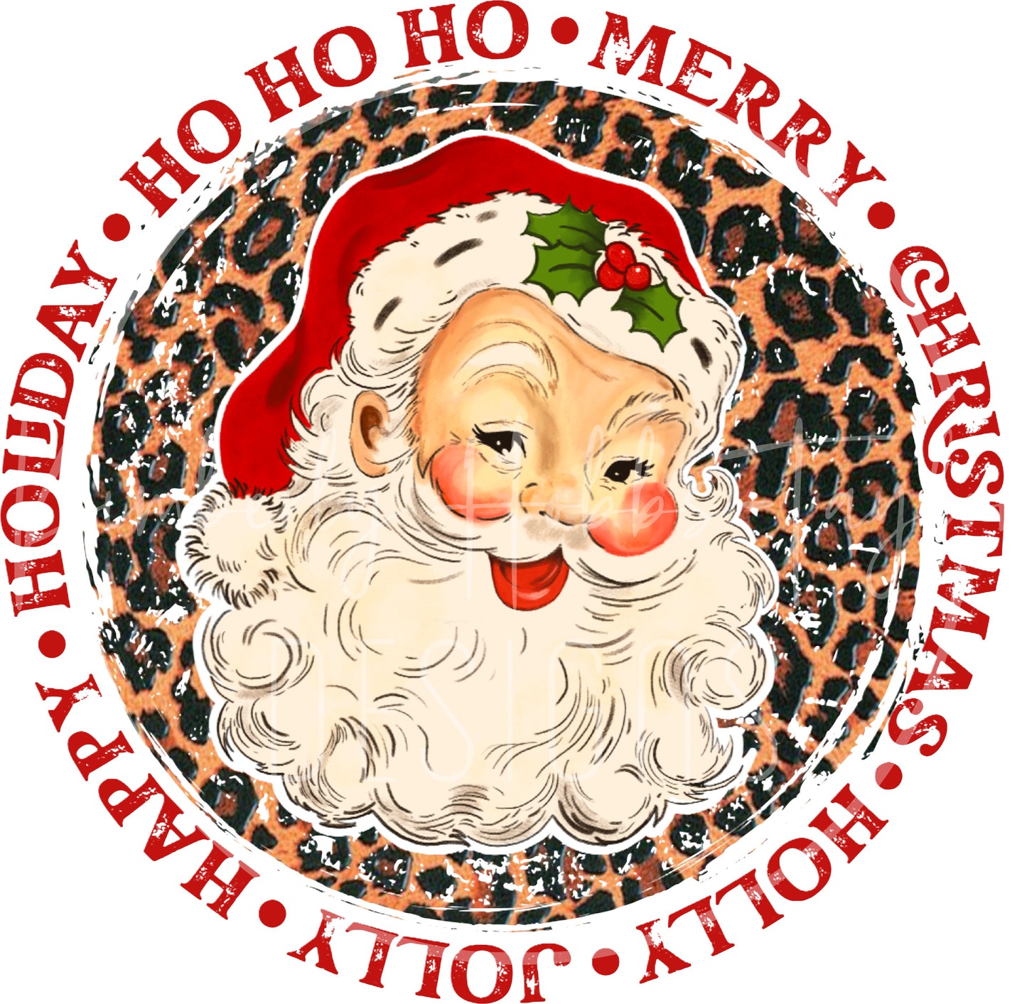 Vintage Santa - Red Leopard decal