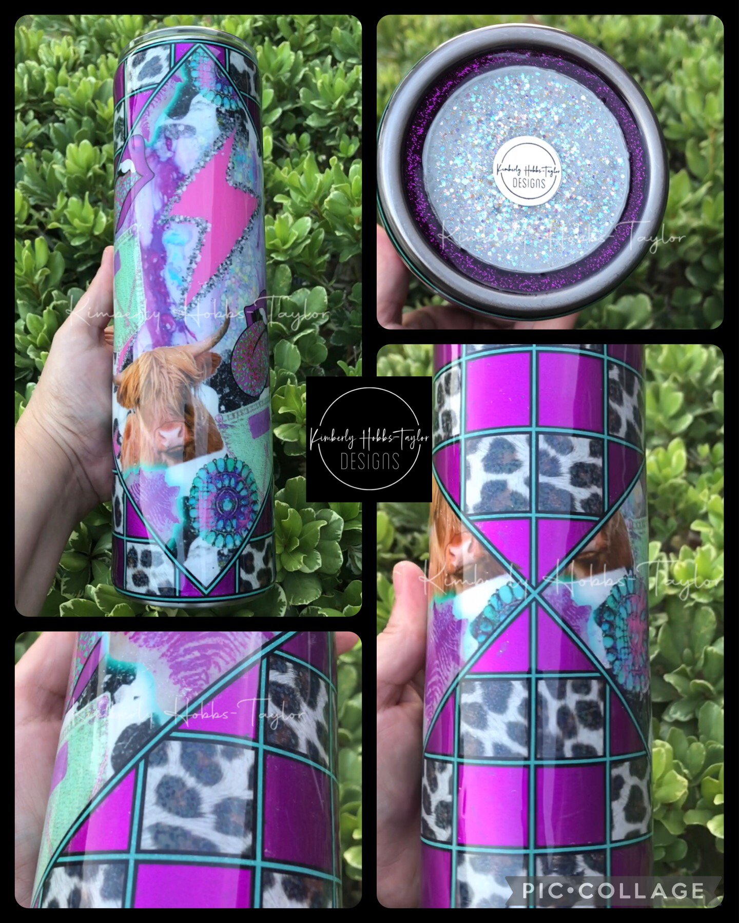 Purple Animal Print tumbler - 32oz