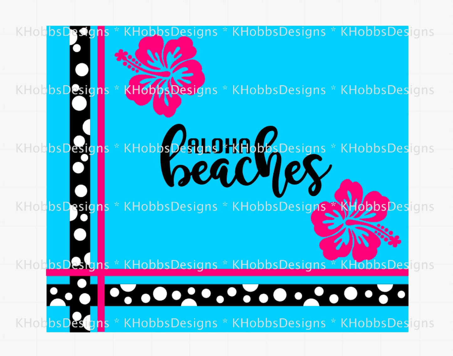 Aloha Striped Template for Craft Haven 20oz Skinny Straight - Digital Cut File Only