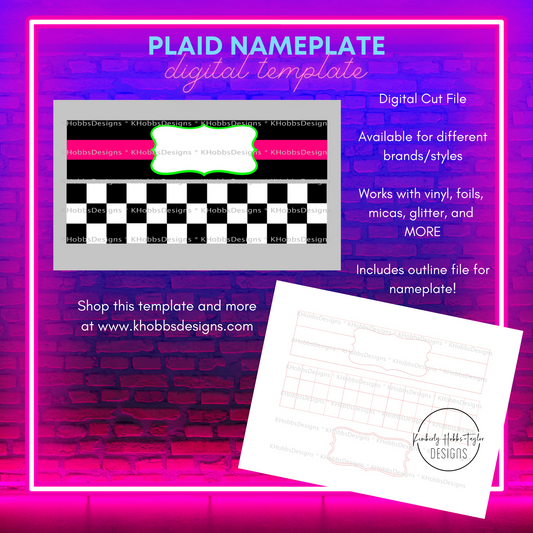 Plaid Nameplate Template for HOGG 64oz Doggie Bowl - Digital Cut File Only