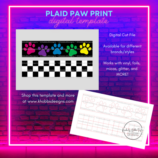 Plaid Paw Print Template for HOGG 64oz Doggie Bowl - Digital Cut File Only