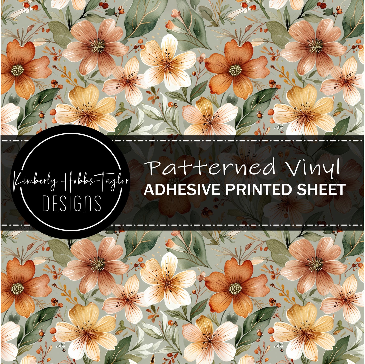 Fall Florals - Rust and Mint vinyl