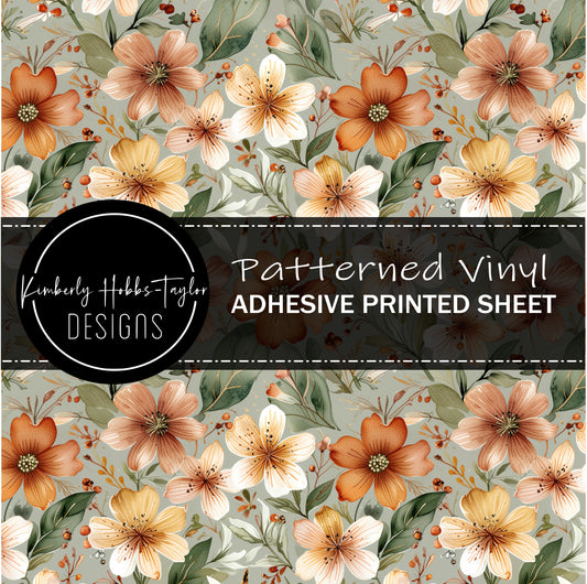 Fall Florals - Rust and Mint vinyl