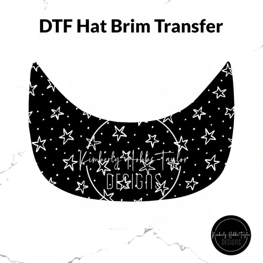 DTF Hat Brim Transfer - Black White Stars