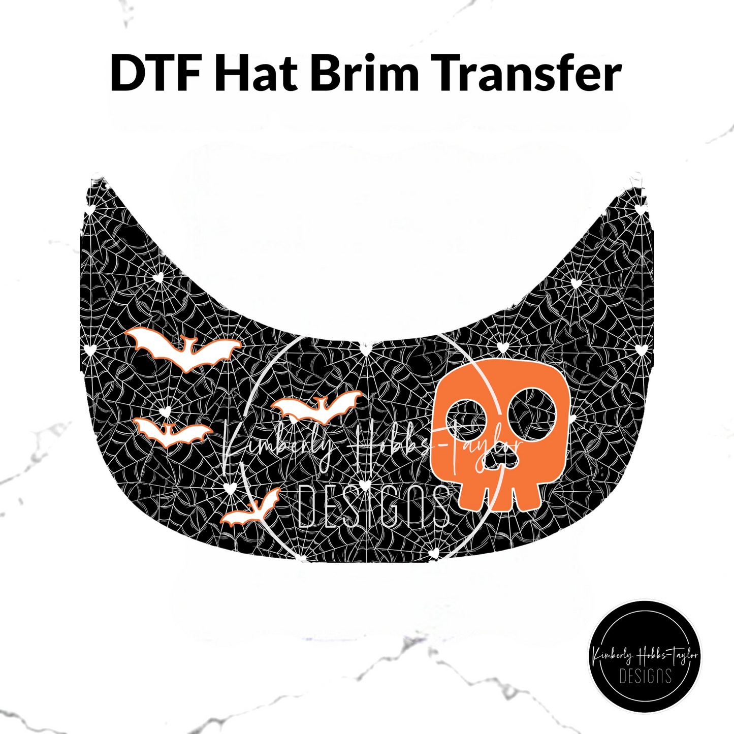DTF Hat Brim Transfer - Bats and Bones - Choose Color