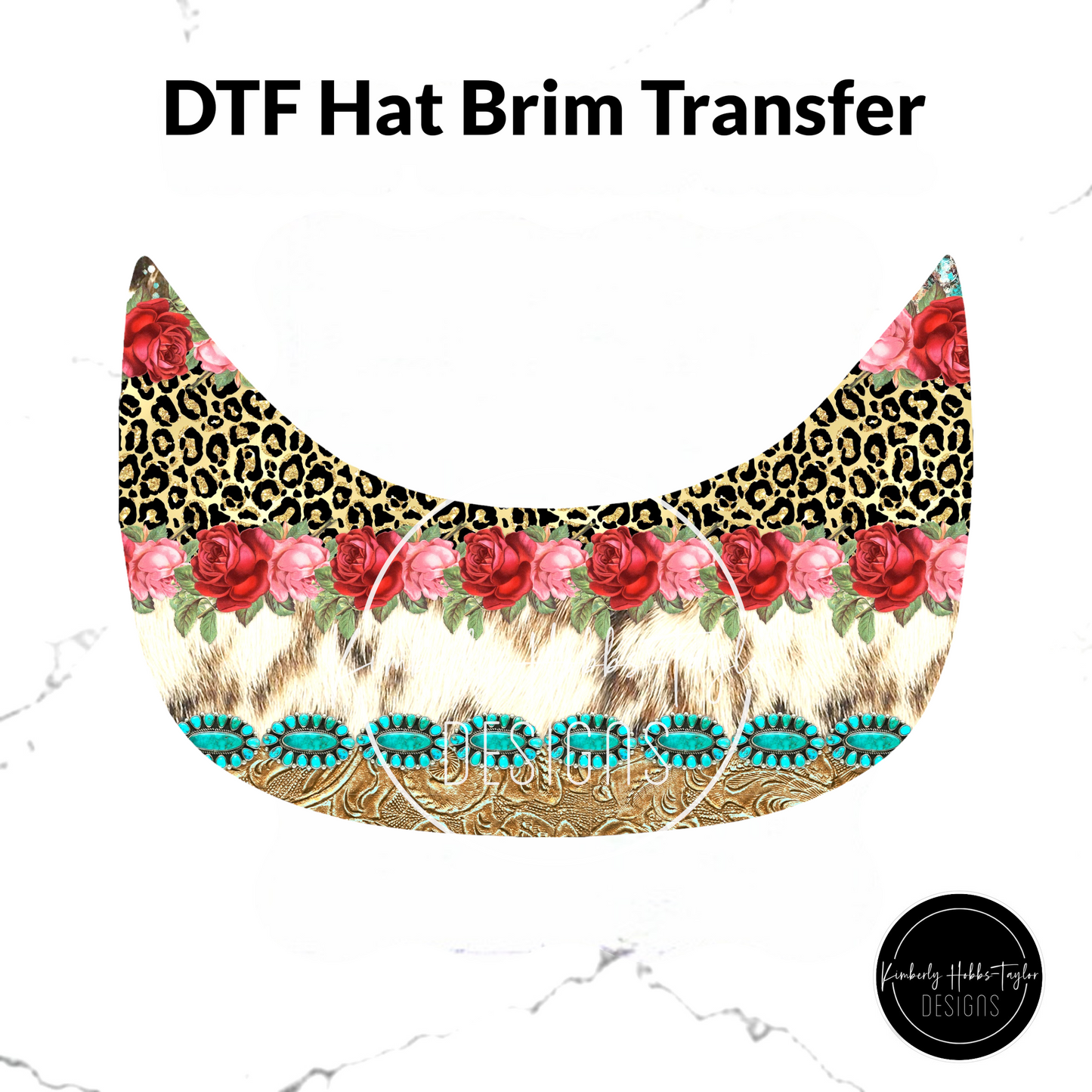 DTF Hat Brim Transfer - Leopard Cowhide Mashup B
