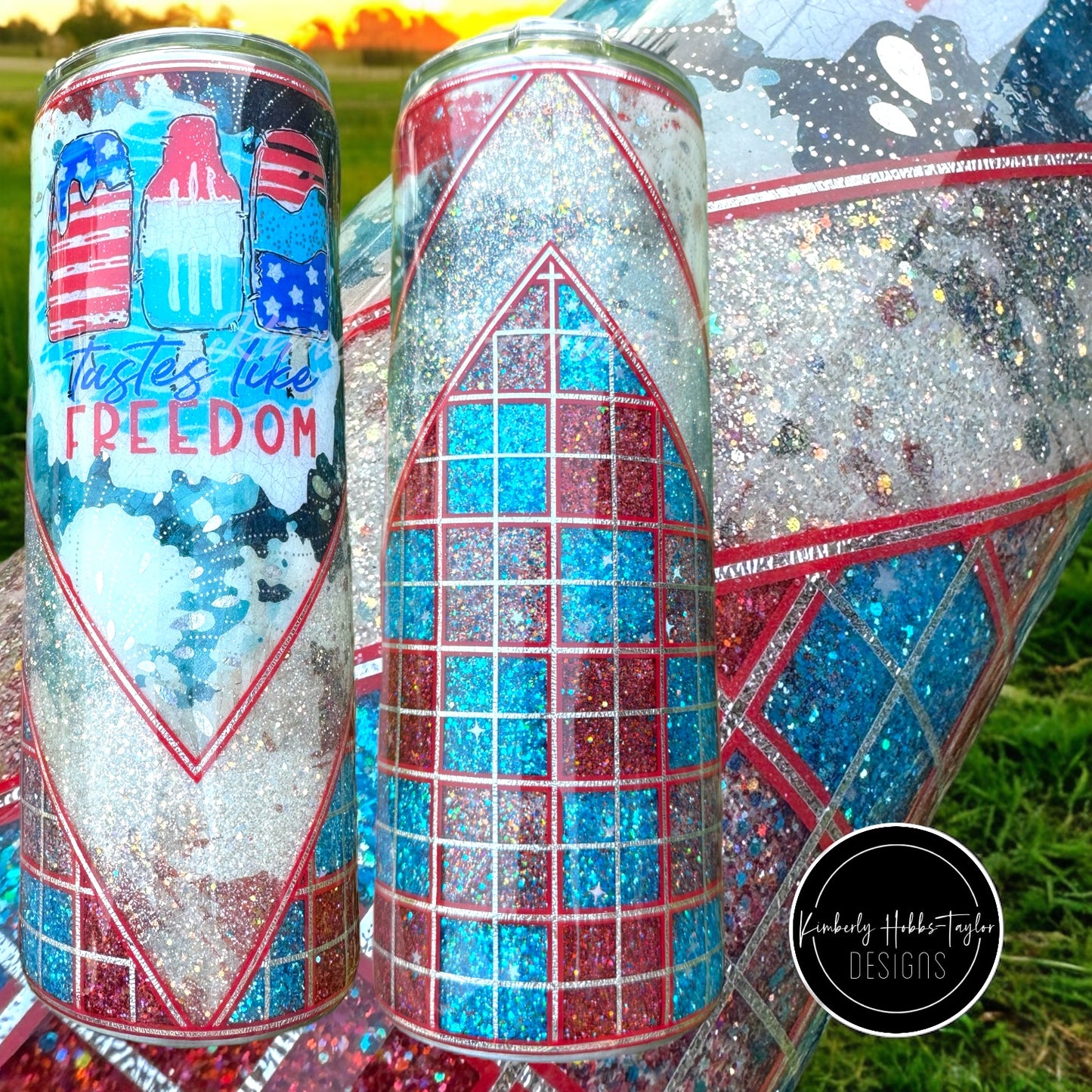 Tastes Like Freedom glitter tumbler - 24oz