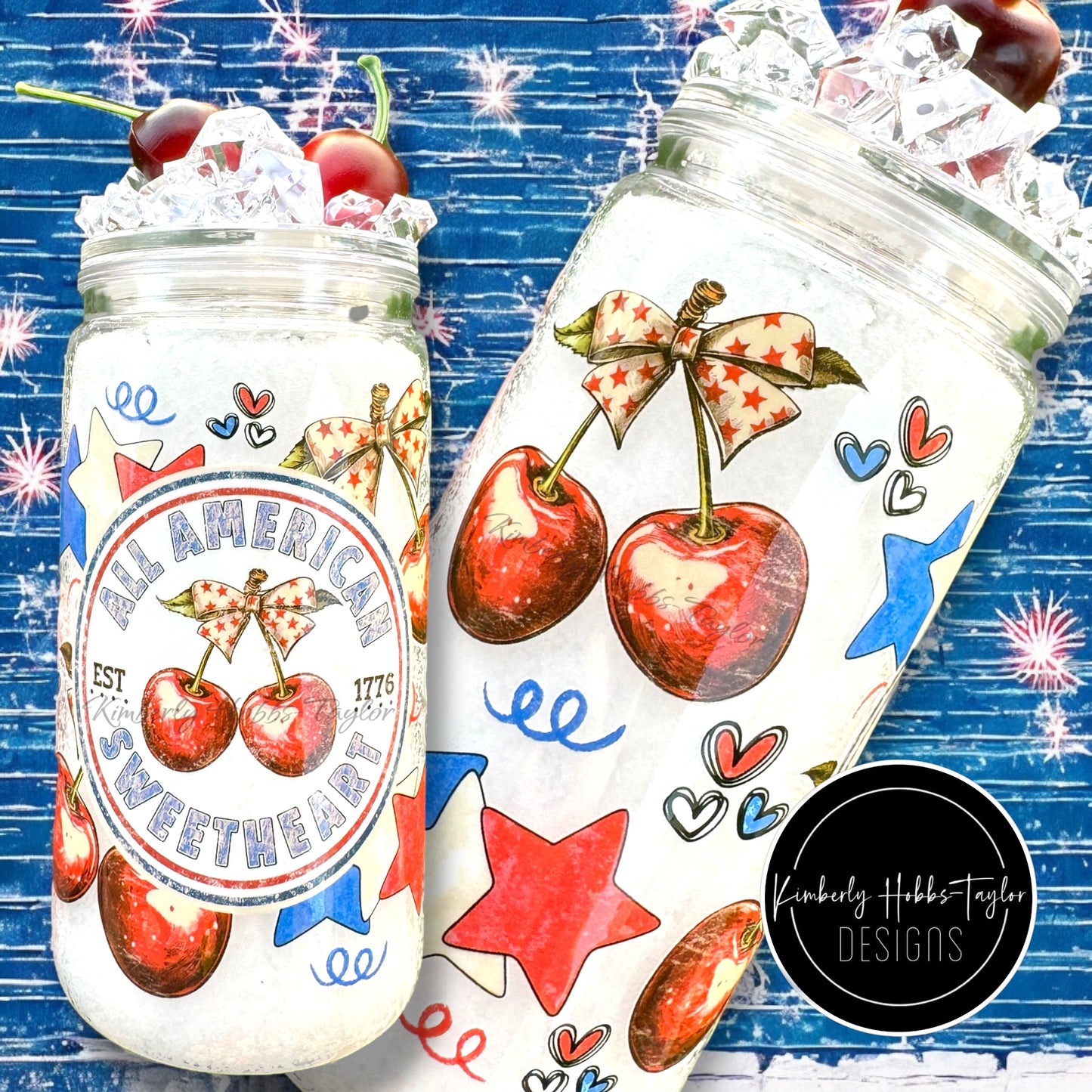 UVDTF Wrap - Patriotic Cherries and Bows