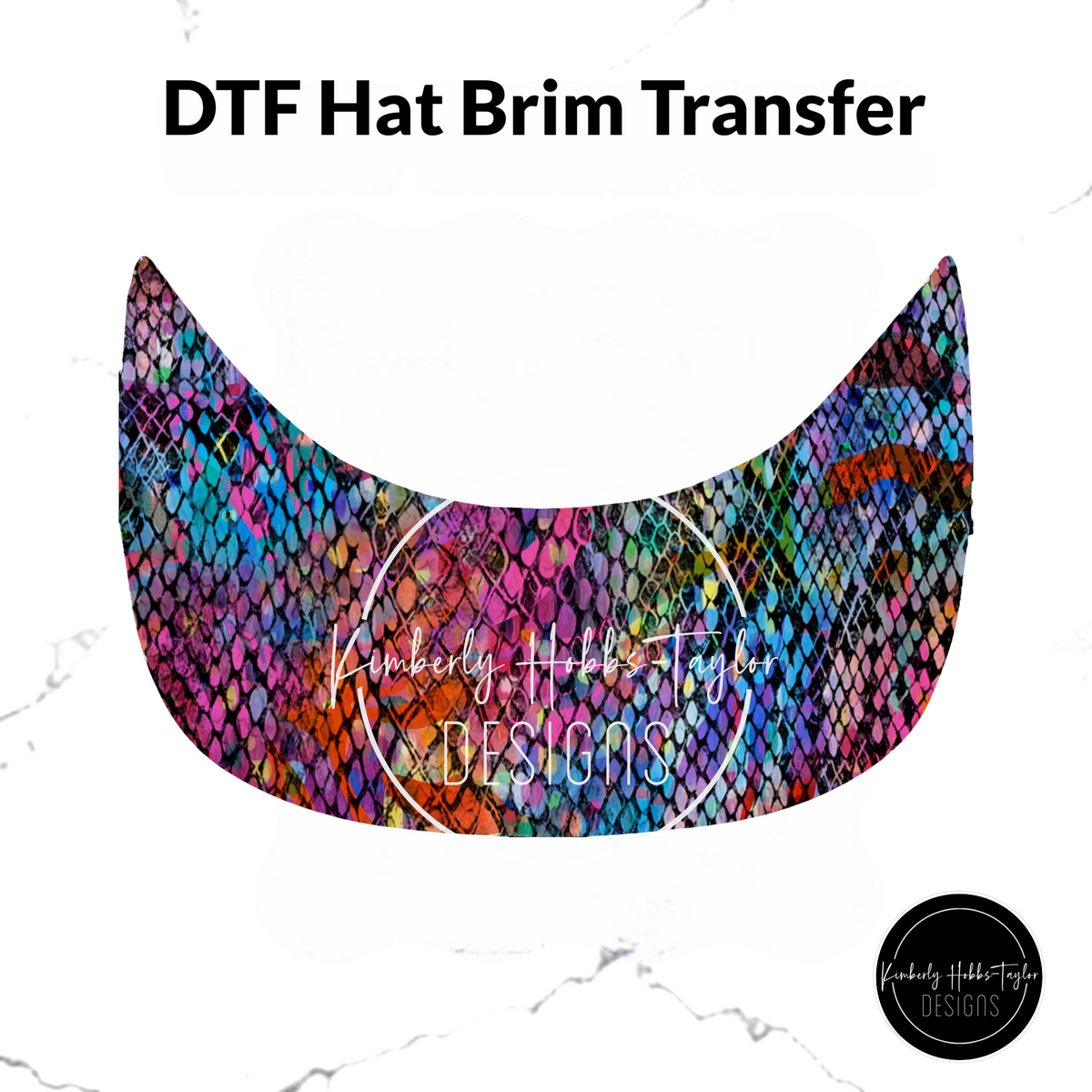 DTF Hat Brim Transfer - Colorful Snakeskin E