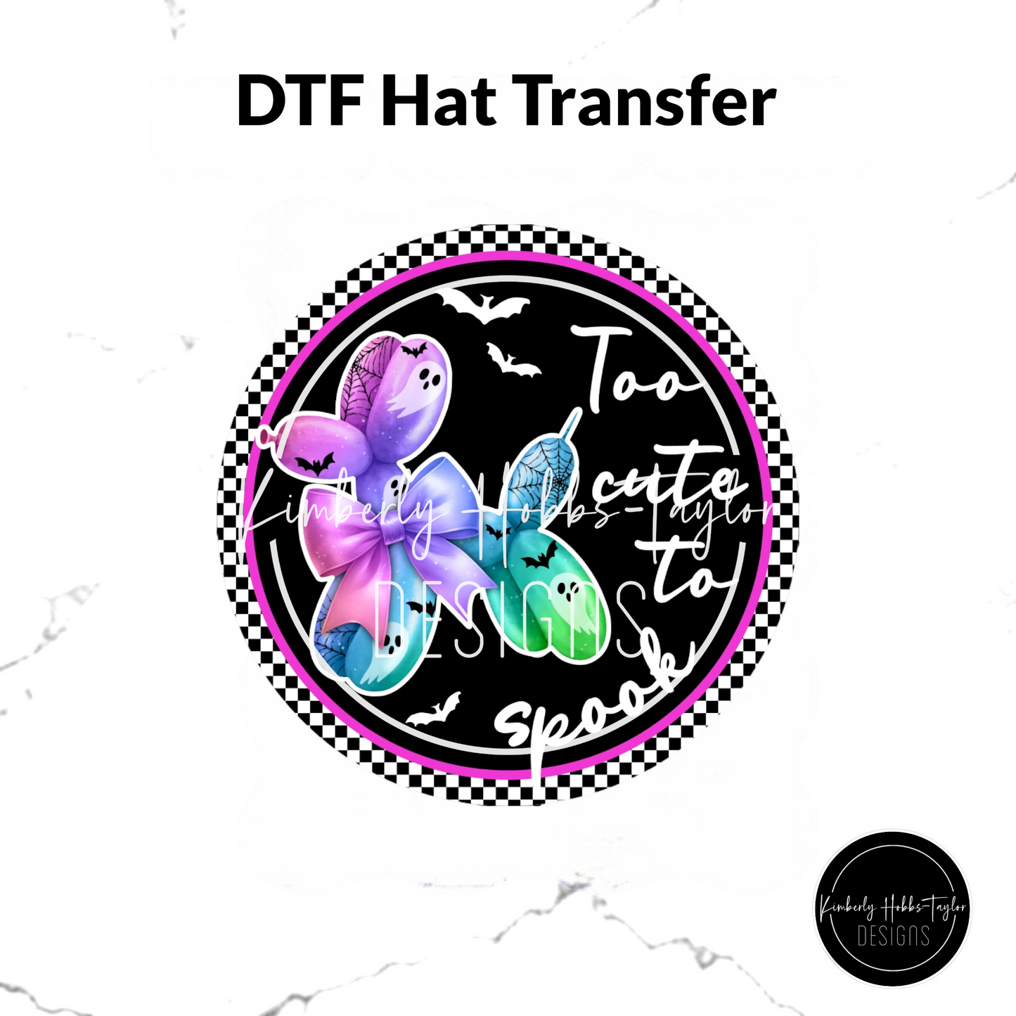DTF Hat Transfer - Bright Balloon Dogs Too Cute To Spook