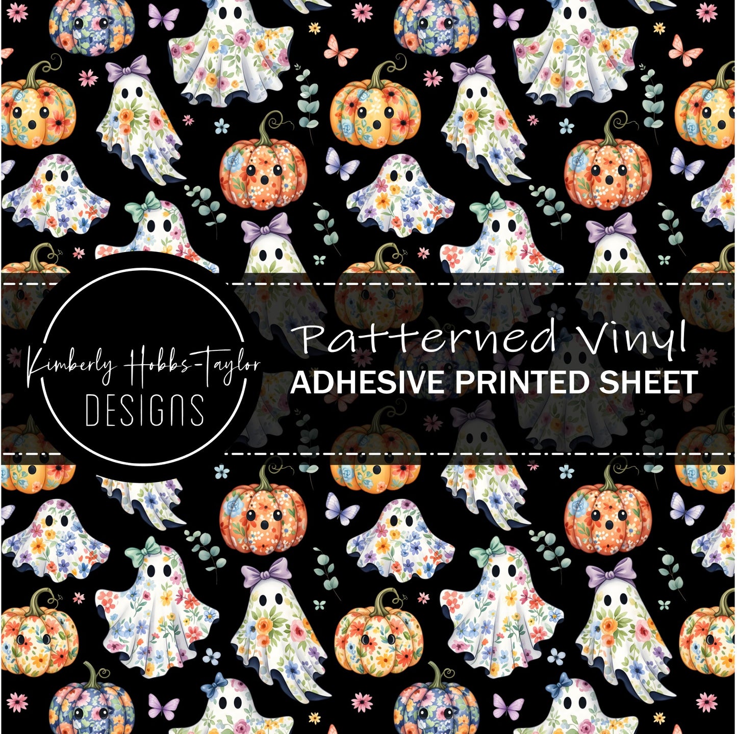 Ghost Floral Black - Adhesive Vinyl
