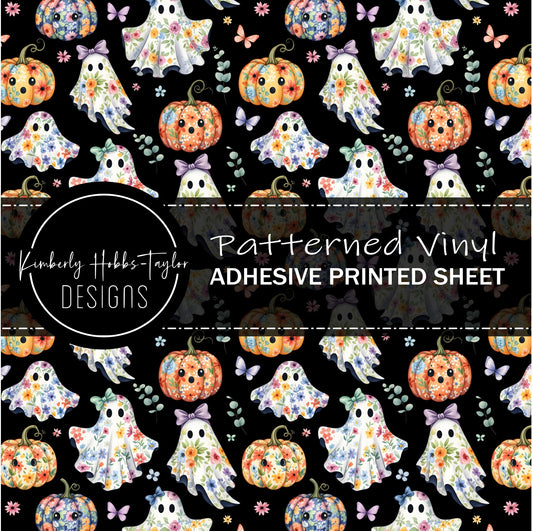 Ghost Floral Black - Adhesive Vinyl