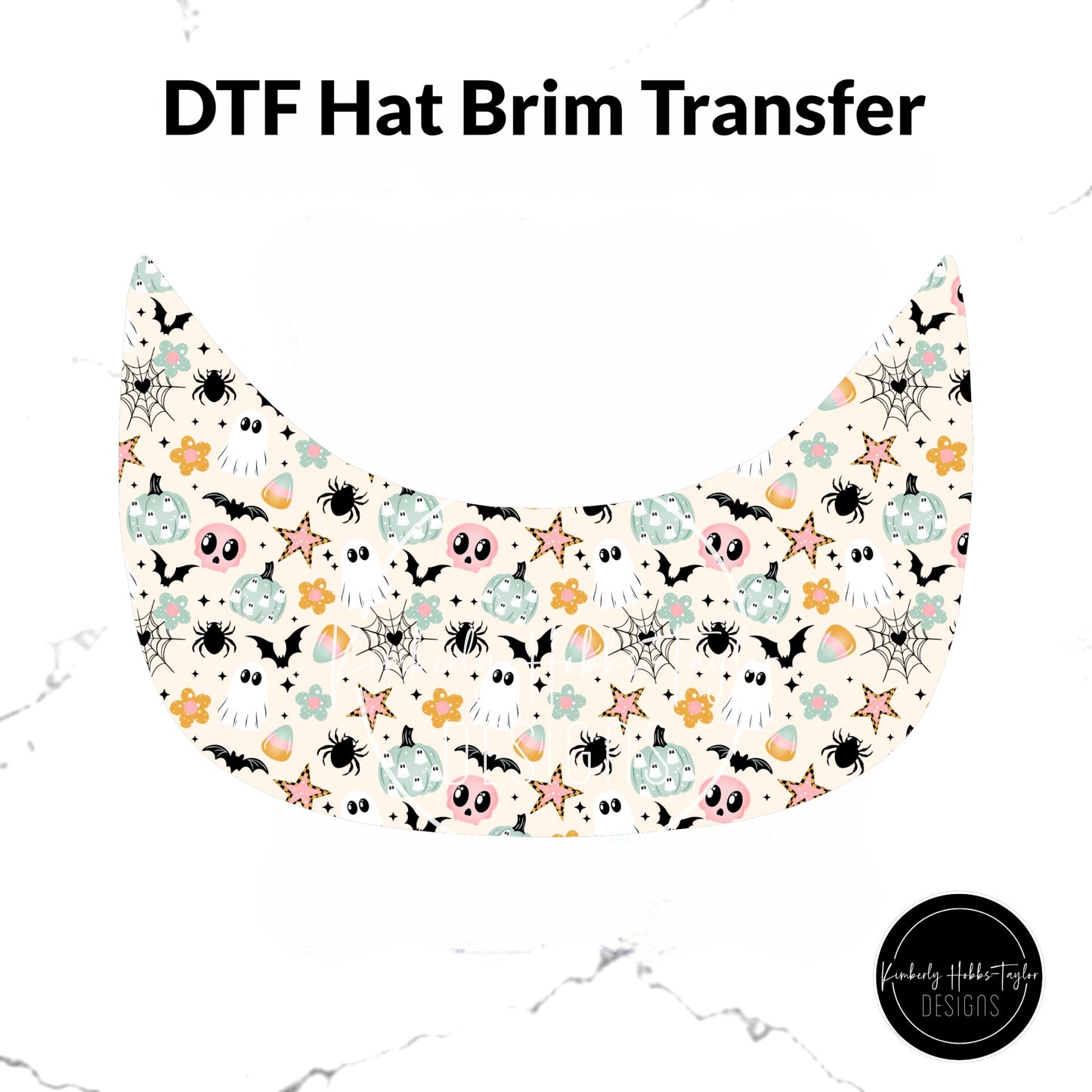 DTF Hat Brim Transfer - Pastel Spooky