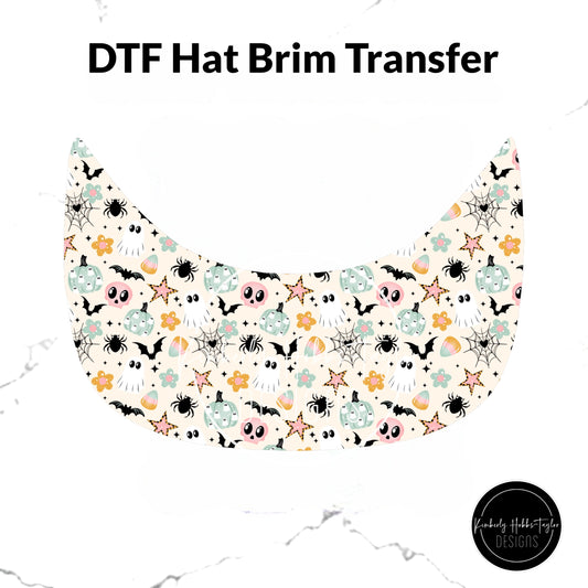 DTF Hat Brim Transfer - Pastel Spooky