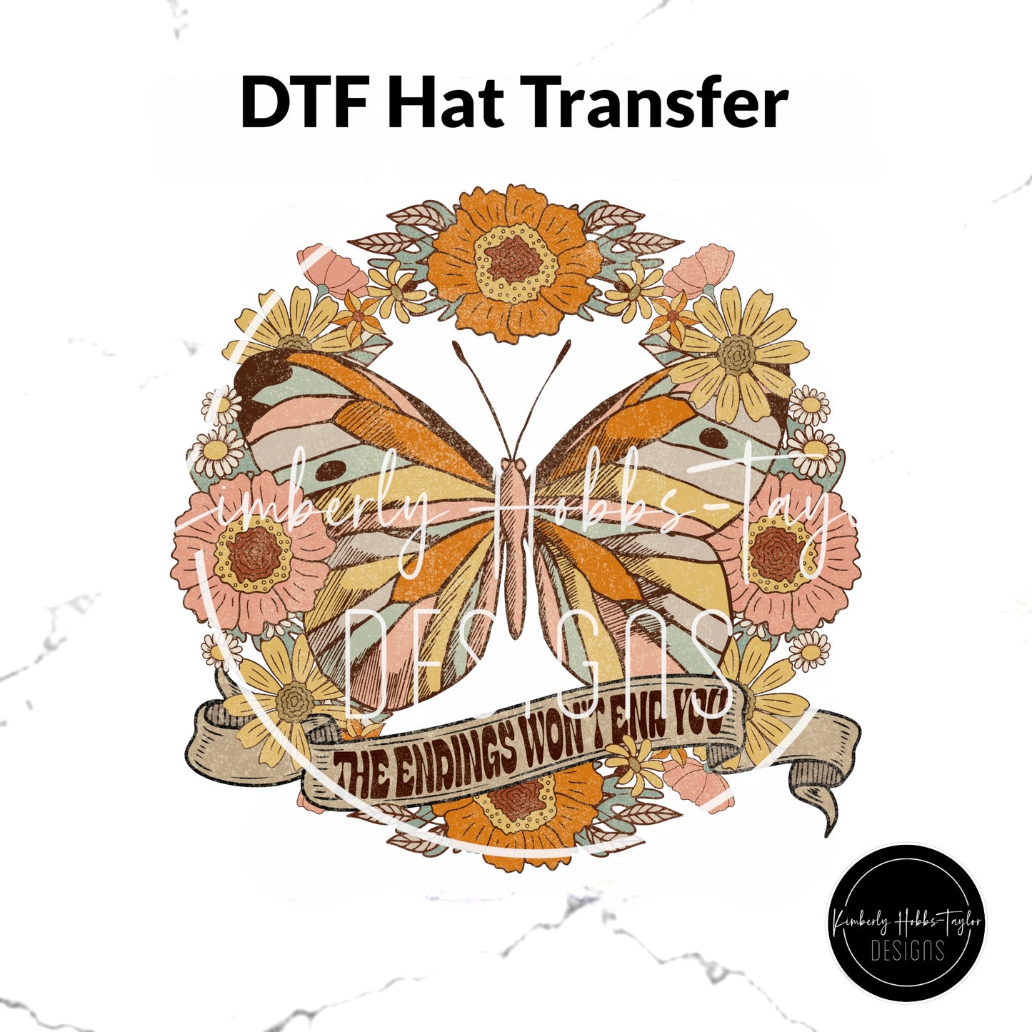DTF Hat Transfer - Retro Butterfly