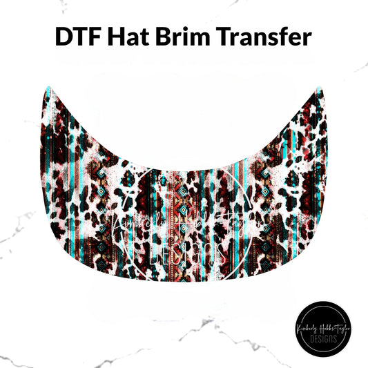 DTF Hat Brim Transfer - Aztec Cowhide