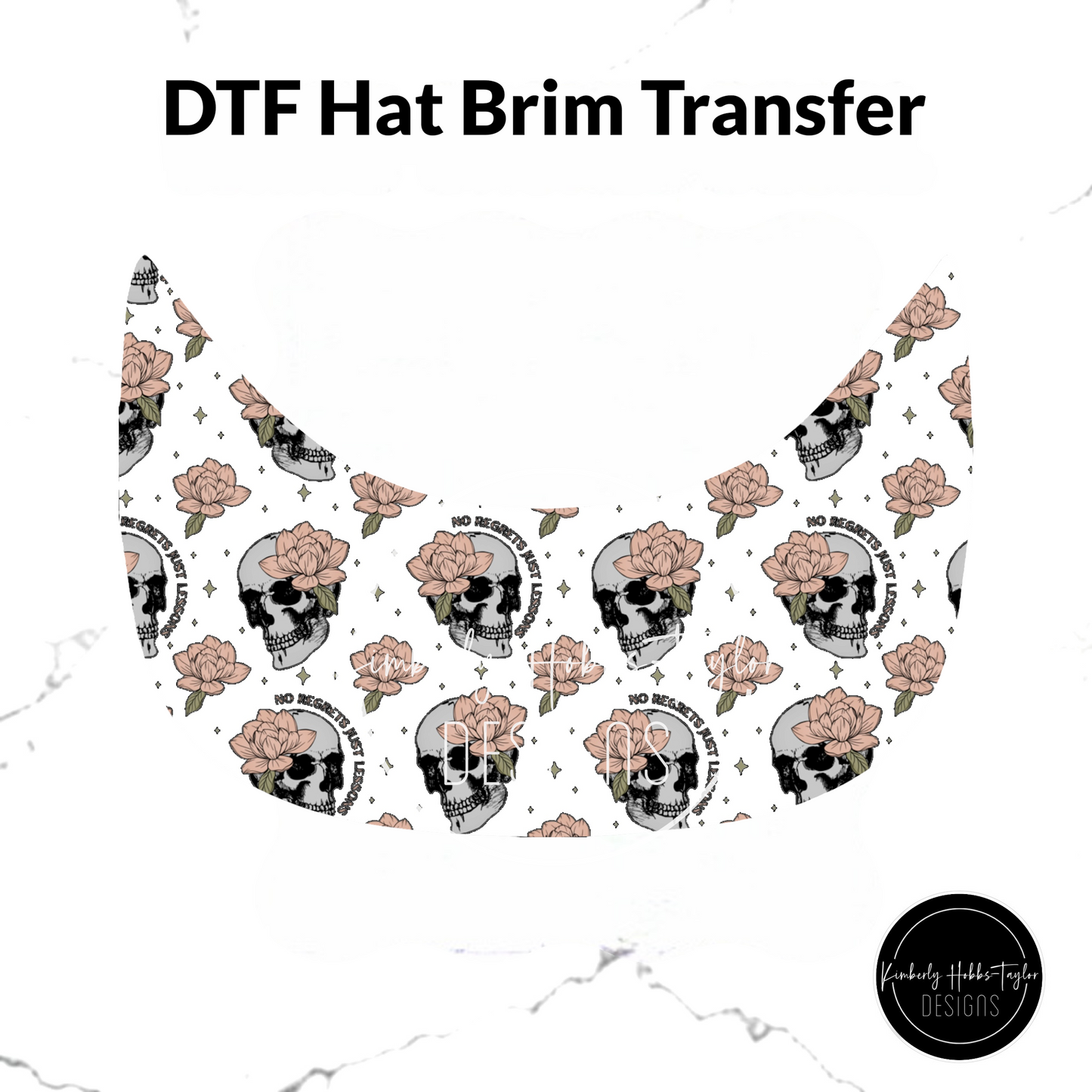 DTF Hat Brim Transfer - No Regrets Just Lessons