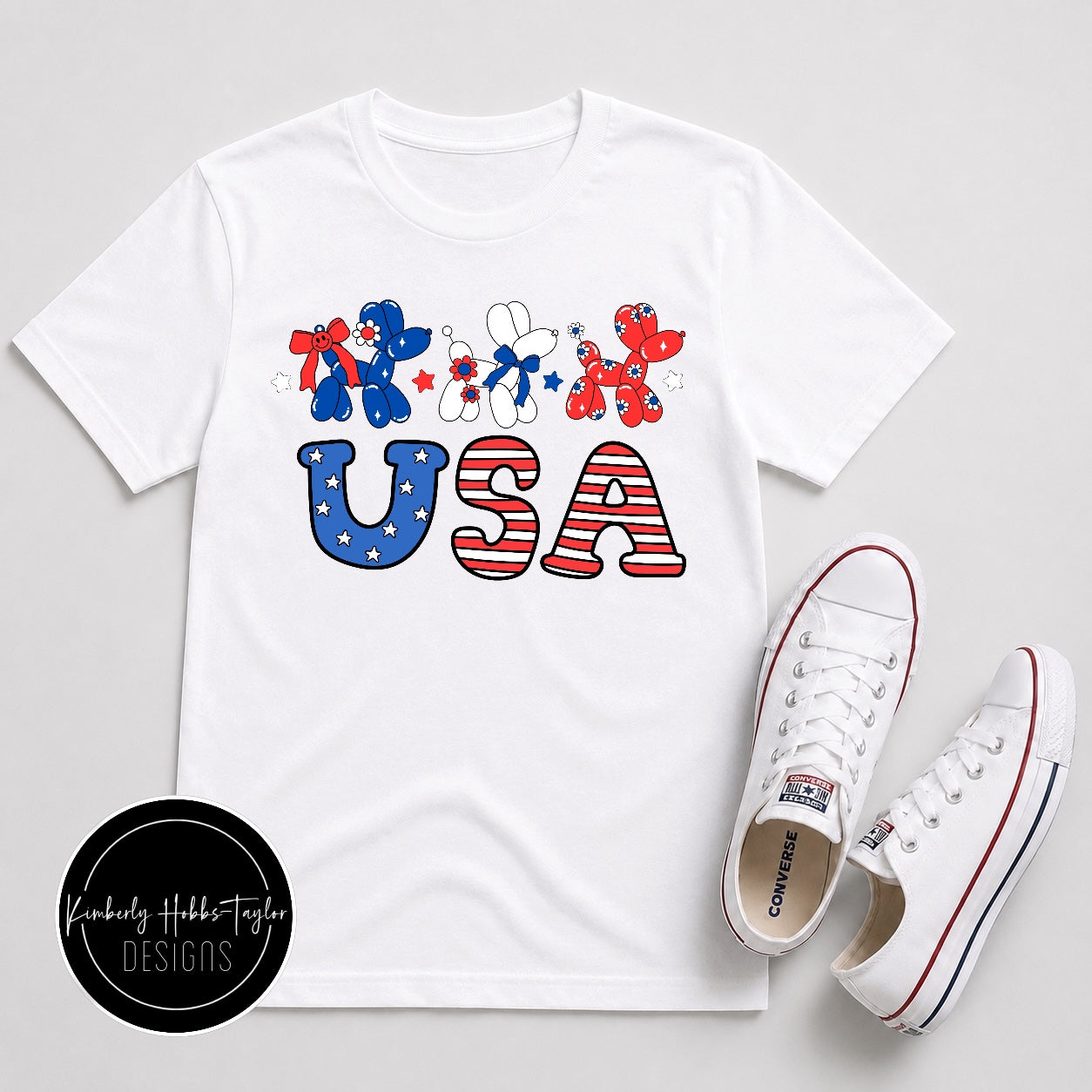Finished Shirt - Americana Balloon Dogs