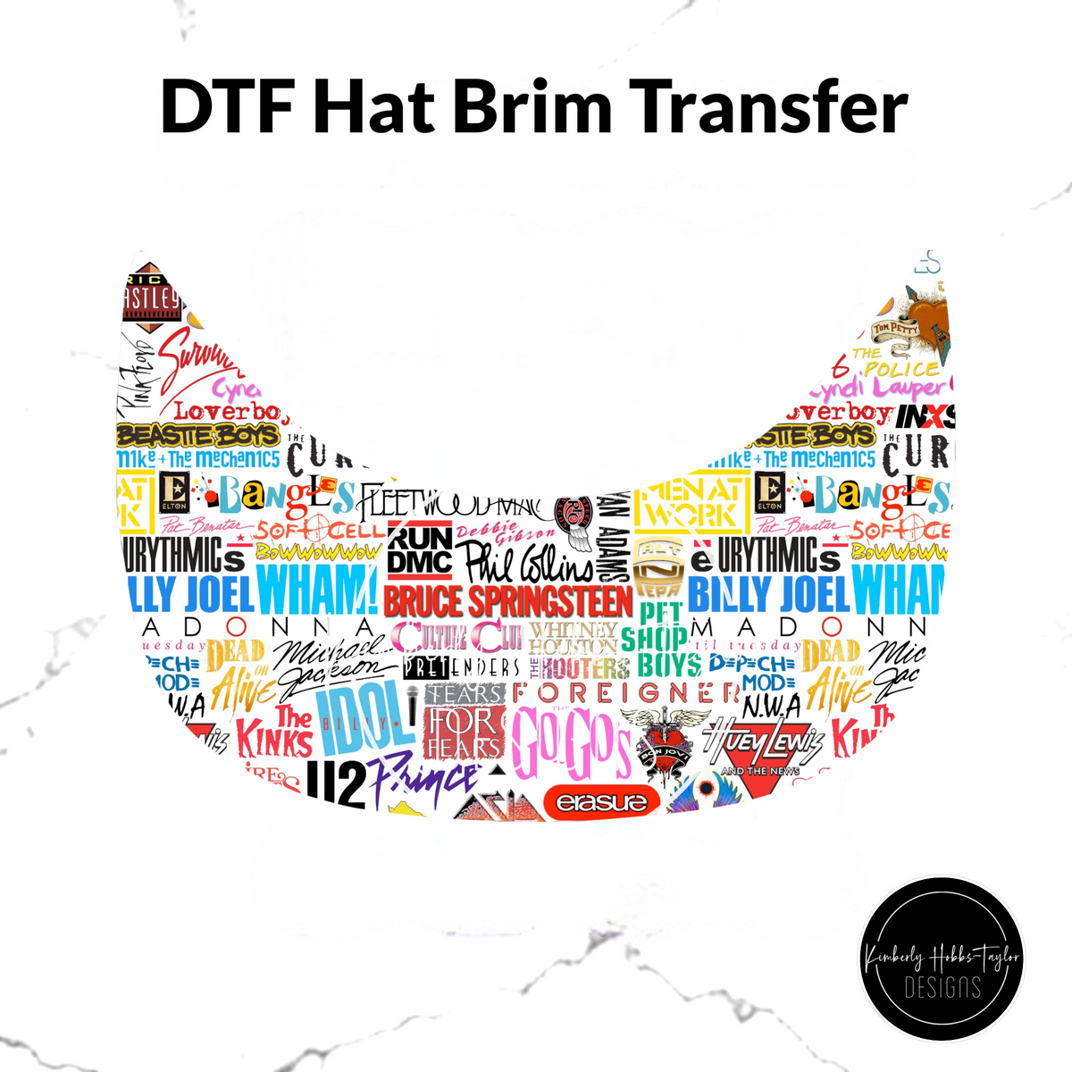 DTF Hat Brim Transfer - 80s Pop Bands