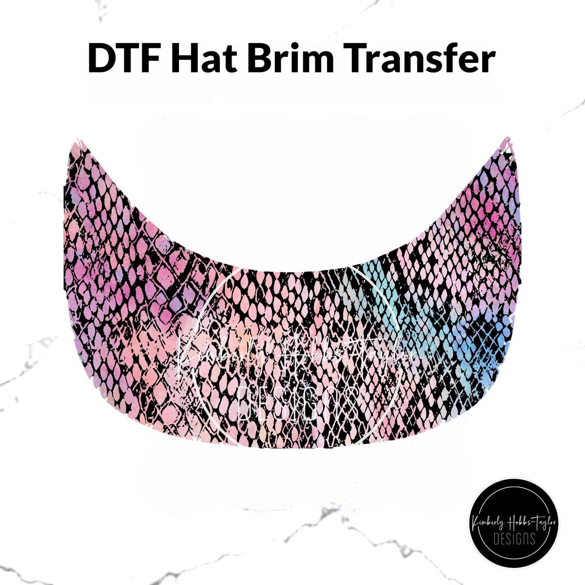 DTF Hat Brim Transfer - Colorful Snakeskin B