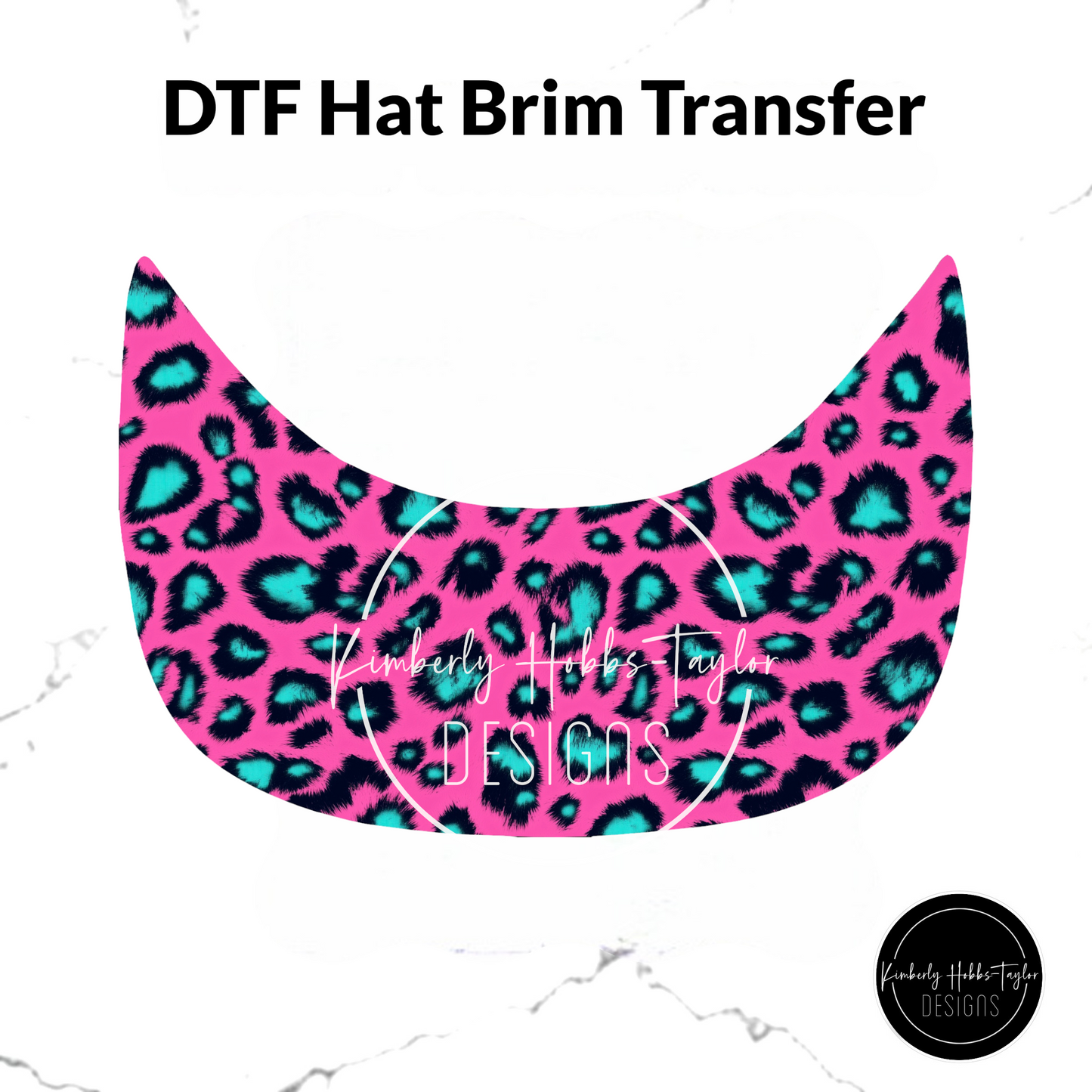 DTF Hat Brim Transfer - Neon Leopard