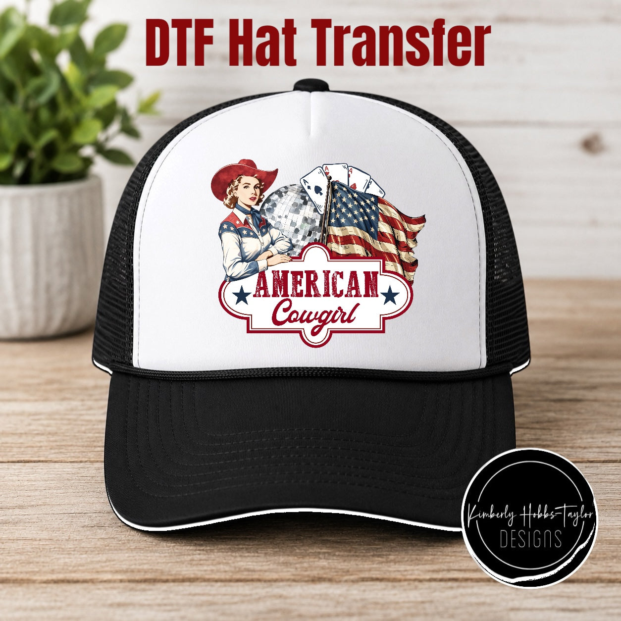 DTF Hat Transfer - Vintage American Cowgirl