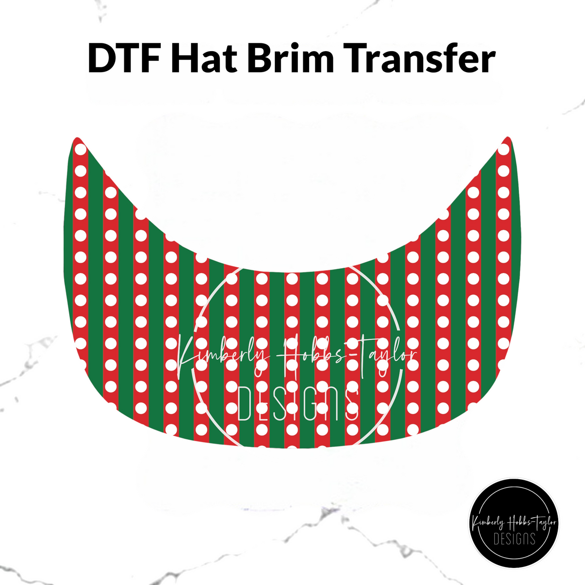 DTF Hat Brim Transfer - Retro Polka Dot Stripes