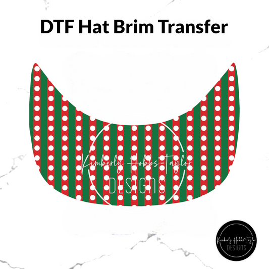 DTF Hat Brim Transfer - Retro Polka Dot Stripes