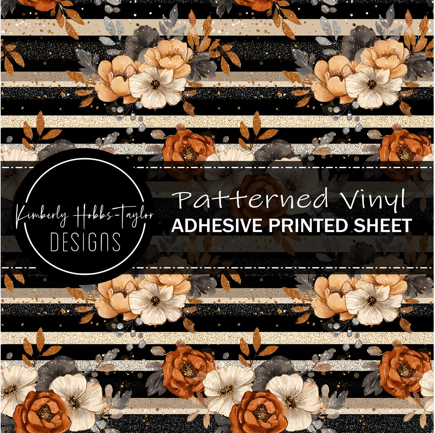 Orange Gray Floral vinyl