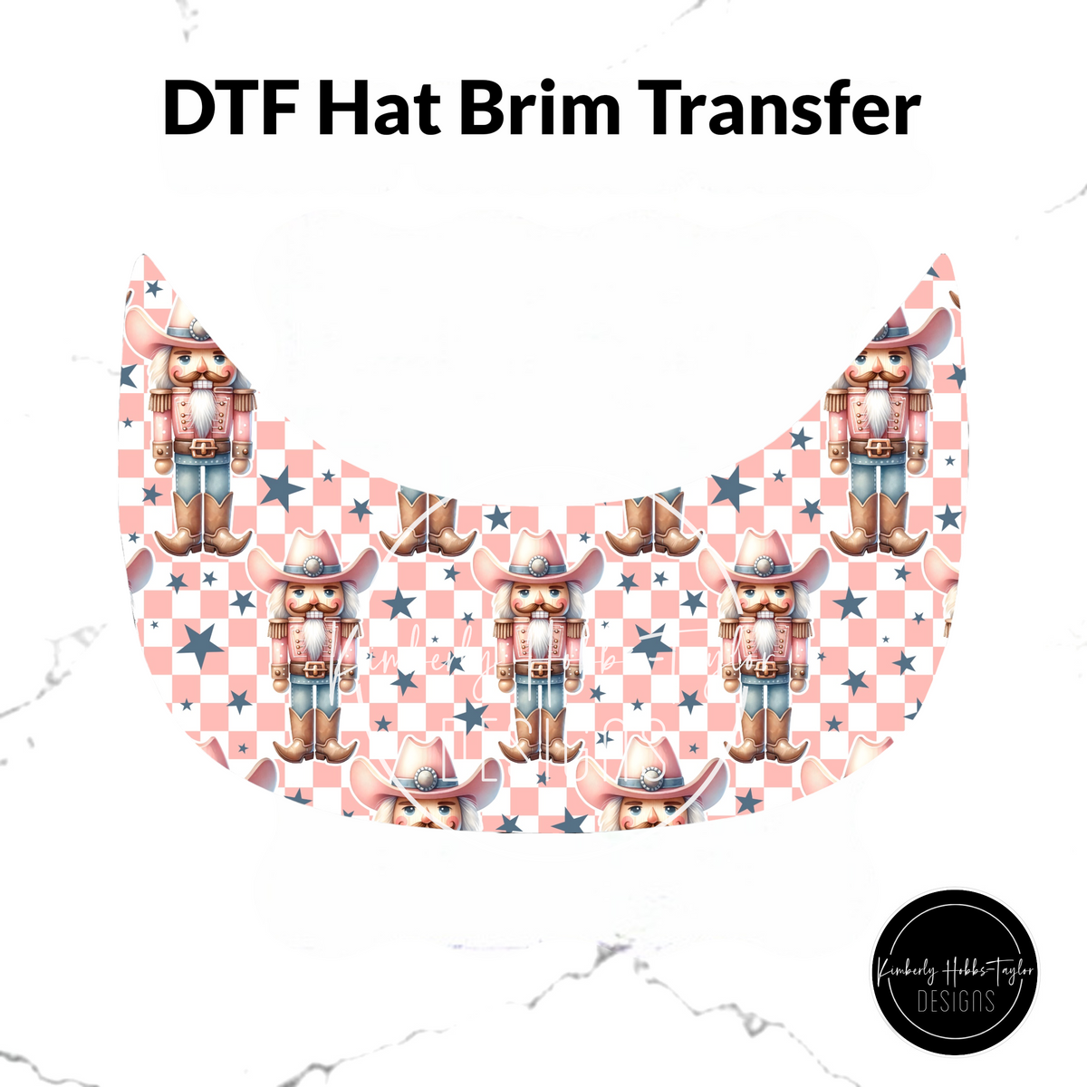 DTF Hat Brim Transfer - Nutcracker Cowboy Blue Stars