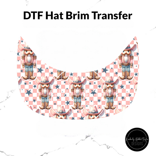 DTF Hat Brim Transfer - Nutcracker Cowboy Blue Stars