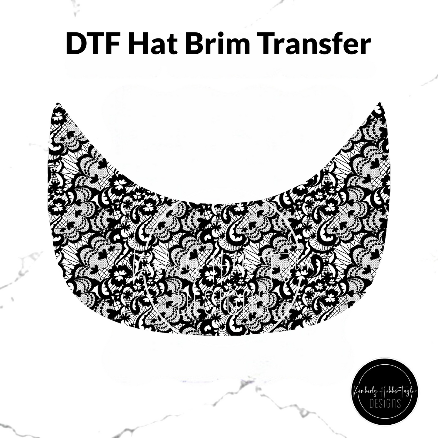 DTF Hat Brim Transfer - Black White Lace D