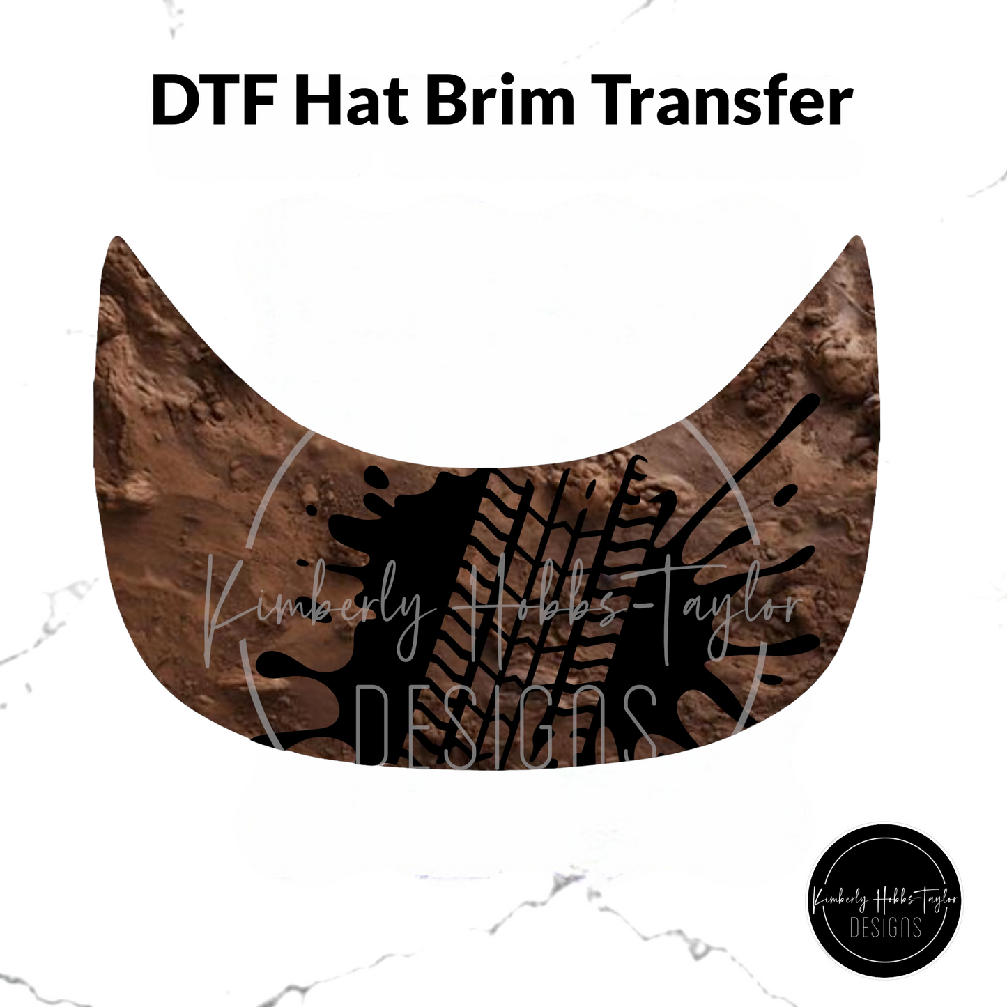DTF Hat Brim Transfer - Black Tire Track Mud Splatter