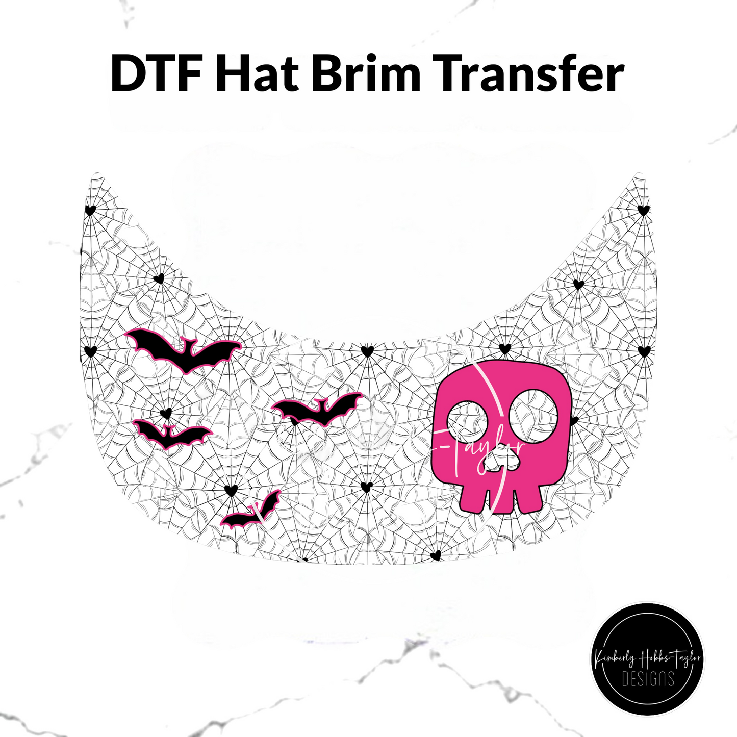 DTF Hat Brim Transfer - Bats and Bones - Choose Color