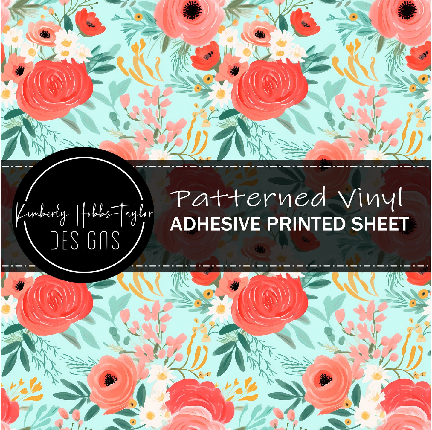 Coral and Teal Florals D vinyl