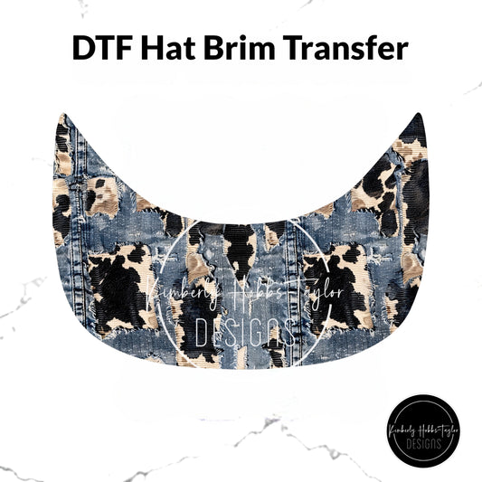 DTF Hat Brim Transfer - Cowhide Denim D