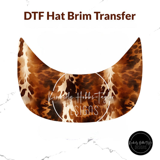 DTF Hat Brim Transfer - Brown Cowhide