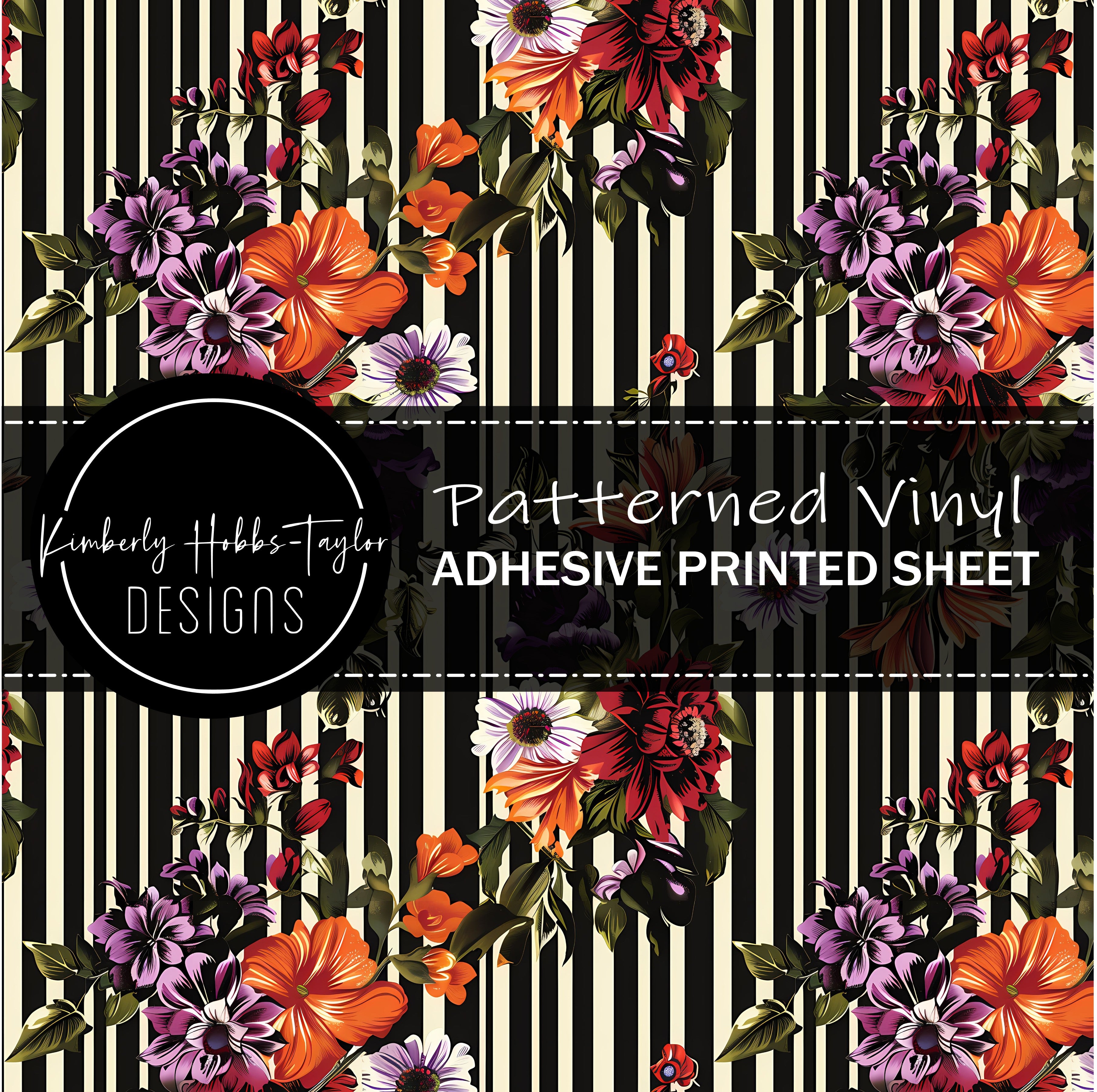 Striped Pattern Vinyl Vertical Striped Florals vinyl – Kimberly Hobbs-Taylor Designs